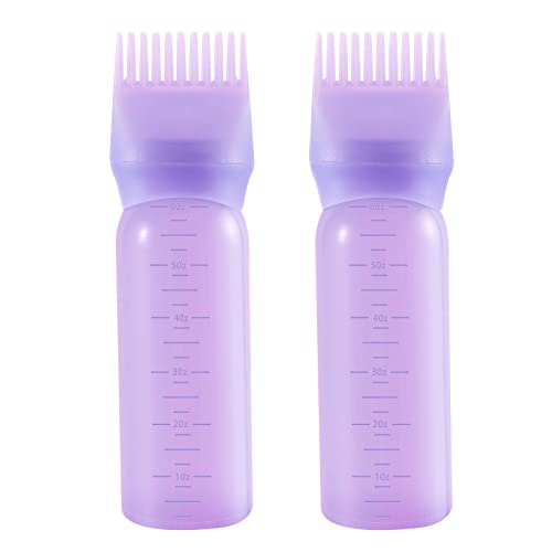 PAEFIU 2 Stücke Haaröl Applikator, 170ml Hair Oil Applicator Bottle mit Abgestufter Skala, Wurzelkamm-Applikatorflasche Haarfärbebürste Applikator Flasche Haare für Hair Oiling Haar Colorationen