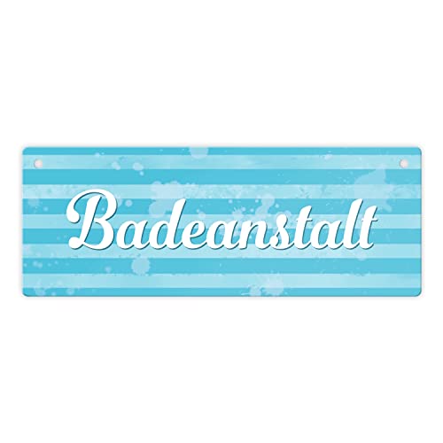 Badeanstalt Metallschild im maritimen Stil als Dekoration im Badezimmer, am Pool oder für das Schwimmbad um sommerliche Stimmung und Badespaß zu versprühen