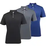 LANBAOSI 3er Pack Poloshirt Herren Kurzarm Schnelltrocknend Atmungsaktives Tennis Poloshirt Herren Sommer Sports Golf T-Shirt