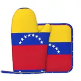 Ofenhandschuhe und Topflappen, Motiv Flagge von Venezuela, Silikon, Kochen, Backen, Grillen, Küchendekoration, Kochset