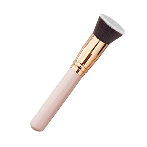 JeoPoom Make-Up Pinsel, Foundation Pinsel, Schminkpinsel, Kosmetikpinsel, Flacher Kosmetikpinsel Ideal, zum Polieren, Verblenden und für Gesicht(Roségold)