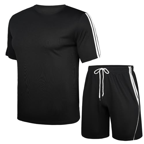 Nieery Trainingsanzug Herren kurz Sportbekleidung Set Activewear T-Shirts Shorts Sportshirt Herren kurzarm Fitness Männer Sporthose kurz Sportset Trainingsshirt Gym Sportbekleidung für Herren