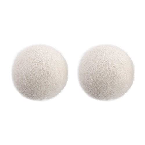 Trocknerbälle aus natürlicher Wolle, 5 cm (2/4/6 Stück), wiederverwendbar, antistatisch, für schnelleres Trocknen, Weichmachung, reduziert Falten (2 Stück, kein Muster)