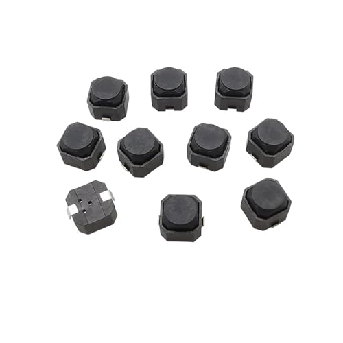 JIQKMZXX 10Pcs Tactile Switch 6x6x5mm 2 Pin Silent Tact Switch SMD Silicone Push Button Touch Switches Black 6 * 6 * 5mm Tactile Switch