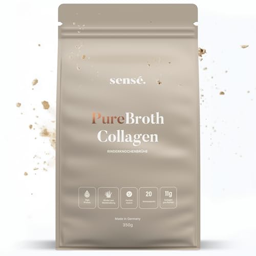 sensé. PureBroth Collagen Knochenbrühe Pulver 350g – Rinderknochenbrühe mit Kollagen Typ I,II & III | Unterstützt Gelenke, Darm und Haut | proteinreich & keto-freundlich | perfekt löslich