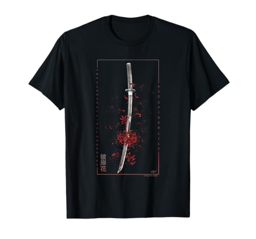Otaku Gifts Anime & Manga Aesthetic Damen Anime Spinne Lilie mit japanische Ästhetik T-Shirt Schwarz Klein