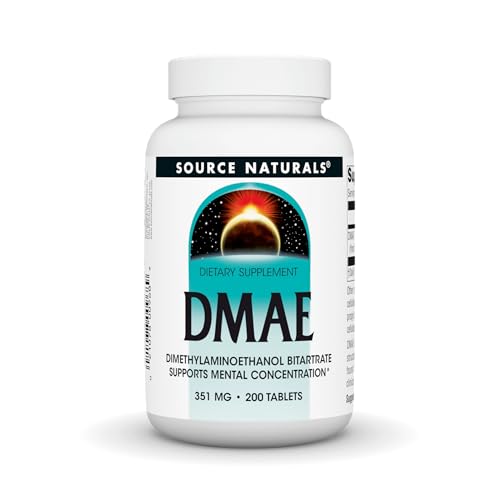 Source Naturals DMAE (DiMethylAminoEthanol) - 351 mg - 200 vegetarische Tabletten - glutenfrei