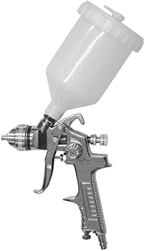 Güde 40130 Farbspritzpistole PROFI-F (Kompressoren-Zubehör, max. 6 bar, Kunststofffließbecher 0,6 l, feinste Zerstäubung bei großer Flächenleistung), Silber