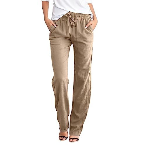 Generisch Damen Sommerhose Long und leicht und elegant leichte Sommerhose Damen Long Weite Stoffhose Damen elegant Stoffhose Damen Sommer 48 Freizeithose Damen Sommer 3/4 Pumphose Damen 3/4