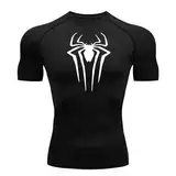 Herren Spider Print Kompressionsshirt, schnell trocknendes T-Shirt, Gym Lauftrikot, atmungsaktiv Kurzarm, Frühling, Sommer Bodybuilding-T-Shirts für Herren, Top, modisch, Workout, Muskeln, kurzärmelig