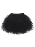 Camilife Baby Kleinkind Mädchen Tuturock Kuchenrock Tütürock Stufenrock Prinzessinrock Minirock Ballett Tutu mit Elastischer Bund Kostüm Basic - Schwarz Herstellergr. 90