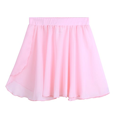 CHICTRY Mädchen Ballett Wickelrock Kinder Chiffon Tanz Wickelrock Ballett-Rock mit Gummibund Tanz Kostüm in Lila Blau Rosa Schwarz Weiß Rosa 5-6 Jahre