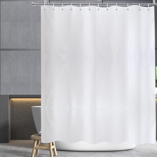 YISURE Duschvorhang 180x220 cm lang Weiß, Duschvorhänge badewanne Textil Antischimmel maschinenwaschbar mit Metallösen, Breite 180 x Höhe 220cm