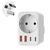 Denlane Adapter Australien, 5 in 1 Reiseadapter Australien mit 1 AC & 2 USB-C & 2 USB-A(3.4A), Adapter China Neuseeland Deutschland Stecker, Adapter Argentinien Fidschi, Reisestecker Typ I