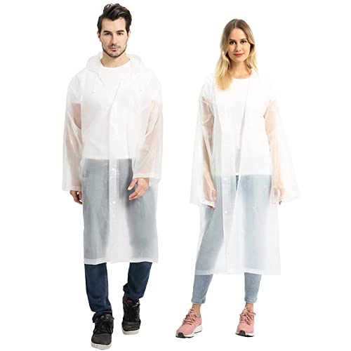 QUINTRA Wiederverwendbarer einteiliger Regenmantel, tragbarer Landschaftsbereich, transparenter Regenmantel für Erwachsene, Kinder, Regenponcho, treibender Regenmantel Bonprix Damen (White, One Size)