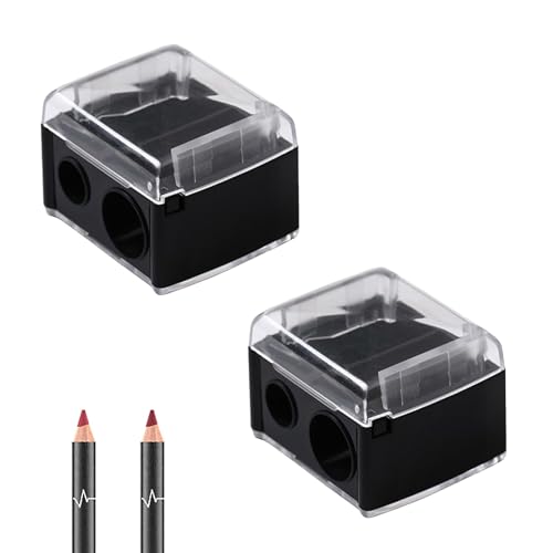 2 Stück Makeup Sharpener Anspitzer, Kosmetikspitzer, Spitzer für Kajalstifte - Universal Anspitzer für Augenbrauenstift, Lippenkonturenstift, Eyeliner, Präzisionsklingen, Handlich für Unterwegs