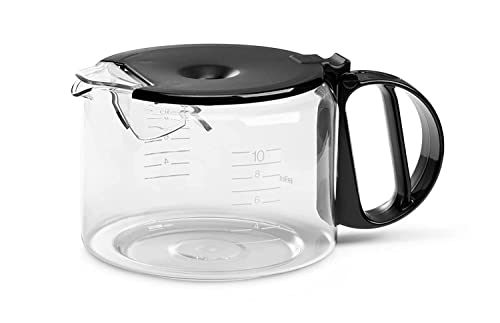 Braun Kaffeekanne BRSC010, Glaskaraffe mit klappbarem Kunststoffdeckel, Zubehör für Braun Aromaster Kaffeemaschine, für bis zu 10 Tassen, spülmaschinenfest, Schwarz