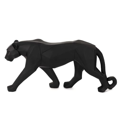 HOME DECO FACTORY, HD1340, Black Origami Panther Statue, Modern Decorative Object, Clean Design, Ideal for Living Room or Office, Dimensions 40 cm, Color Black