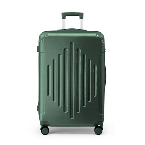 LEADZM Handgepäck-Koffer aus ABS, Reisekoffer, Leichter Kabinenkoffer mit 360° Spinner-Rollen, Zahlenschloss & verstärkten Ecken, Flugzeugtauglich (Dunkelgrün, M, 55CM)