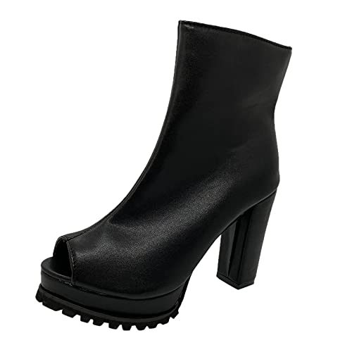 Reitstiefel Damen, mit Absatz Weiß Schnürstiefeletten Ankle Boots Gefüttert Wasserdicht Bequeme Winterstiefel Stiefeletten Biker Boots Niedriger Reißverschluss Damenstiefeletten Kurzstiefel !