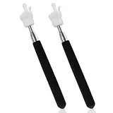 2 Pcs Teleskop Lehrer Zeiger, ausziehbare Hand Zeiger Finger Zeigestock, Mini einziehbar Klassenzimmer Zeiger für Grundschule Kindergarten Lehrer (Schwarz)