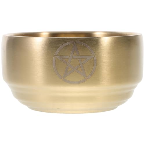 PRETYZOOM Vintage Messing RäUcherschale Mit Pentagramm Design Altar Ritual Schale FüR RäUcherungen Und Kerzen 10.5cm Gold