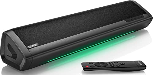 Saiyin Soundbar für TV Geräte, TV Lautsprecher für Fernseher mit Visuelle Lautstärkeregelung, TV-Soundbar mit Bluetooth, AUX und optischen Eingängen, wandmontierbar