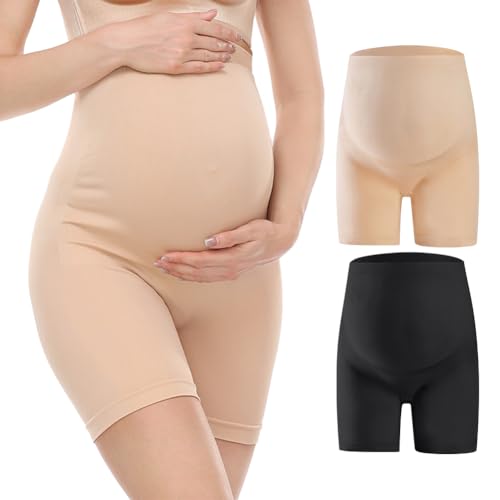 ACWOO Schwangerschaftsslip Umstandsslips, 2PC Damen Seamless Umstands Schwangerschaft Unterhose, Unterhosen für Schwangere, Shorts Umstandsslip Hohe Taille für Komfort（2XL）