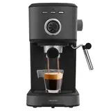 Cecotec Espressomaschine Power Espresso 20 Pecan Steel Digitaler Espressokocher mit 20 bar und schwenkbarem Dampf, Schwarz