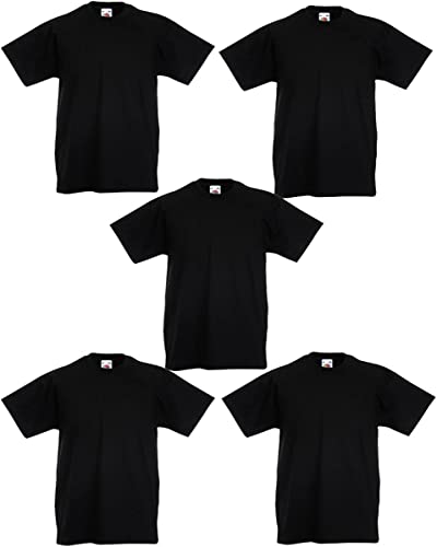 Fruit of the Loom 5er Pack Kids Original T-Shirt, Farbe:schwarz, Größe:128