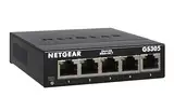 NETGEAR GS305 LAN Switch 5 Port Netzwerk Switch (Plug-and-Play Gigabit Switch LAN Splitter, LAN Verteiler, Ethernet Hub lüfterlos, robustes Metallgehäuse), Schwarz