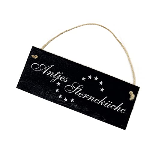 Sterneküche Küchenschild mit Wunschnamen - Schild Schiefer graviert Koch Köchin Deko 22 x 8 cm | Dekolando