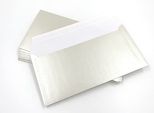 umschlag-discount – perlmuttfarbene Briefumschläge ohne Sichtfenster für hochwertige Sendungen, Einladungen & Co – 100 Stück selbstklebende Briefkuverts mit den Maßen 220 x 110 mm (DIN lang)