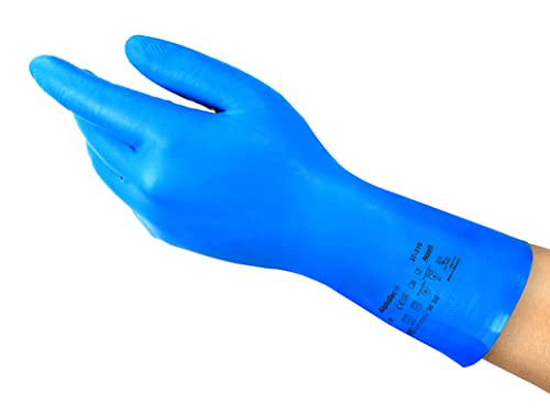 Ansell AlphaTec 37-310 Mehrzweckhandschuhe aus Nitril, Chemikalienschutz, Lebensmittel Geeignet, Wiederverwendbare Nitrilhandschuhe, Hausputz, Haushalt, Kochen, Blau, Größe L (12 Paar)