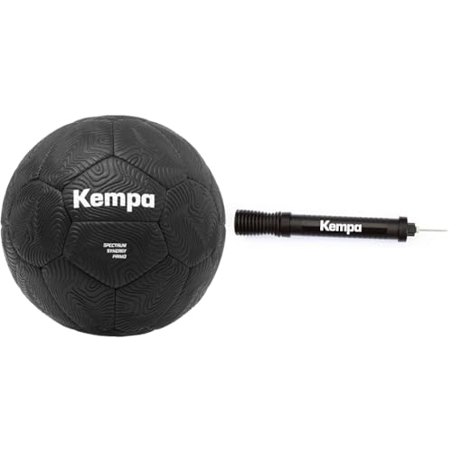 Kempa Spectrum Synergy Primo Black&White Handball Trainings- und Spielball & Kompakte Zwei-Wege-Ballpumpe für Handball, Fußball, Basketball etc.