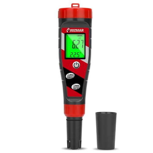 UIUZMAR pH Wert Messgerät Pool pH und EC Messgerät Grow Digital Wasserqualität Tester für Trinkwasser 4 in 1 pH EC TDS Temperatur Messgerät für Wasser Hydrokultur, Pflanzen pH Wert Messer