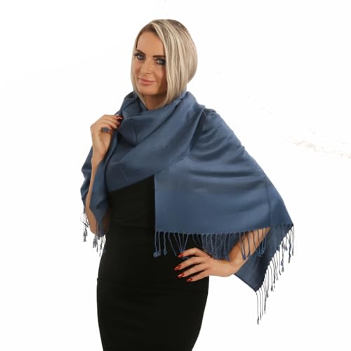 PashminaShine-Schals-Schal Damen-Kaschmir Weich-Seide Leicht-Schal Damen Halstuch-Pashmina Schal Damen-Schal Herren-Schal Damen Sommer-Schals und Tücher für Damen-schal herbst (Königsblau)