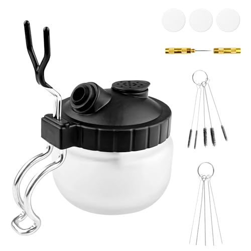Labmilon Airbrush Zubehör, Airbrush-Reinigungsset, Airbrush Reinigungsbehälter, Airbrush Cleaning Pot Kit, Reinigungstopf mit Halter, 5 Reinigungsnadeln, 5 Reinigungsbürsten, Reinigungswerkzeug-Set