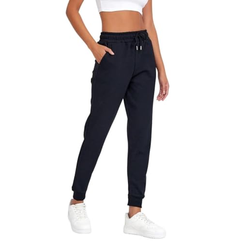 COMEOR Jogginghose Damen - Baumwolle Sporthose Lang Warme Trainingshosen, Frauen Freizeithosen, Sweatpants mit Regular Passform für Fitness, Yoga, Freizeit (Schwarz M)