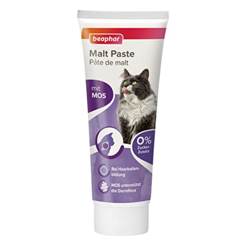 BEAPHAR - Malt Paste Für Katzen - Mit Malt Und MOS - MOS Unterstützt Die Darmflora - Fördert Den Abgang Verschluckter Haare - Darmschonend - 0% Zucker-Zusatz - 250 g