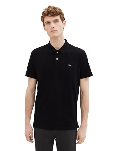 TOM TAILOR Herren Basic Piqué Poloshirt, 29999 - Black, XXL