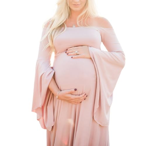 Frauen Solide Schwangere Fotografie Requisiten Umstandshülse Kurzes Kleid Umstandskleid Babybauchkleid (Pink #1, XXXXL)