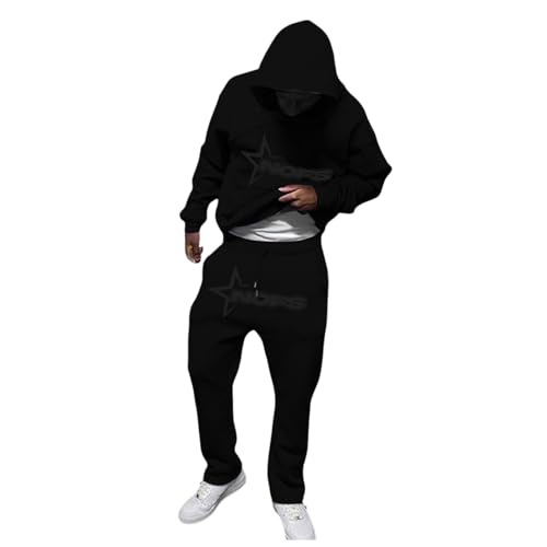 NOFS Jogginganzug Herren Tracksuit Y2K Baumwoll Jogginganzug Herren 2 Piece Sweatshirt Sporthose Hoodie Y2K + Nofs Hose Männer Sportanzug Tracksuit Streatwear Trainingsanzüge 2025