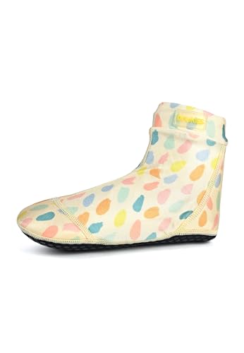 Duukies Mädchen Badesocken Paint Punkte Strandsocken UV-Schutz rutschfest Badeschuhe, Farbe:Yellow, Socken:28-29