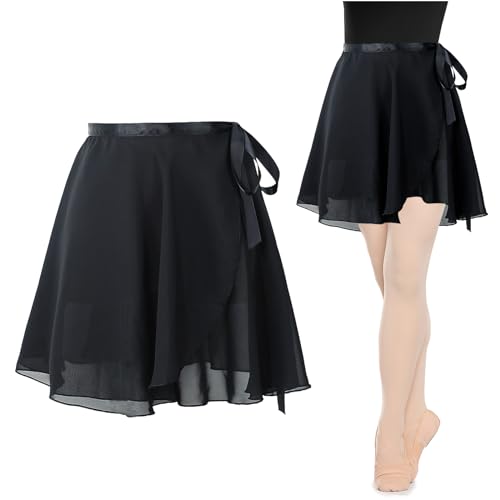 BORISCA Ballettrock Wickelrock Chiffon Tanz Rock aus Chiffon mit Verstellbare Taille Krawatte, Ballett Rock Ballettrock Ballettkleidung für Mädchen und Damen(M)
