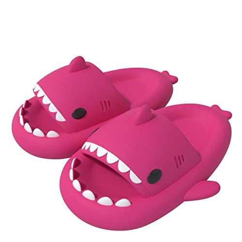 ChayChax Shark Sildes Slippers Damen Herren Kinder Hai Badelatschen Sommer Hausschuhe Badeschlappen rutschfeste Dusch Badeschuhe Strand Sandalen,Hai Rose,38/39 EU