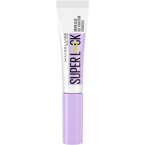 Maybelline New York Augenbrauengel, Für definierte Augenbrauen, Starker Halt ohne abzublättern oder zu kleben, Integriertes Styling-Bürstchen, Super Lock Brow Glue, Transparent, 8 g