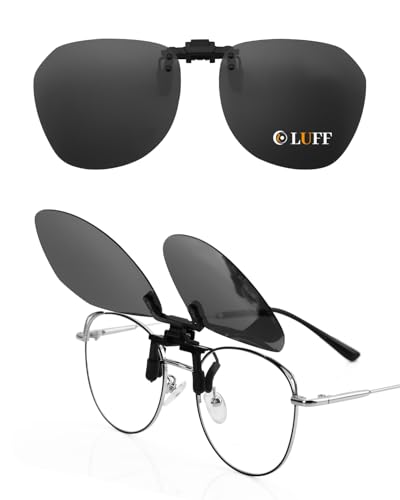 LUFF Polarisierte Sonnenbrille zum Anklippen, leichte Sonnenbrille, Clip, passt über verschreibungspflichtige Brillen, für Männer und Frauen, HD, blendfrei, UV400, Schwarz , 53*50mm