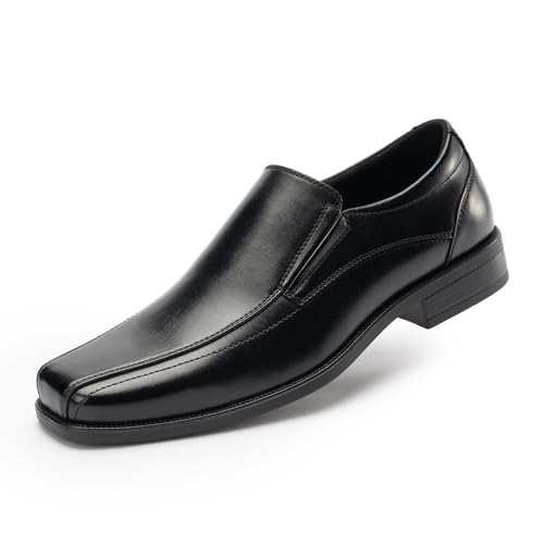 Cusolemore Herren Mokassins Loafers Männer Slip on Slipper Anzugschuhe, Microfiber gefüttert, Square Toe für Arbeit, Freizeit und Business Black 44