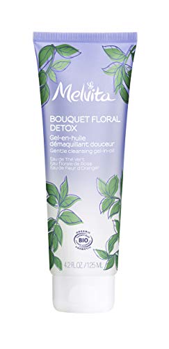 Melvita – Reinigendes Öl-Gel Bouquet Floral Detox – Entfernt Unreinheiten, Make-up, Partikel – 99 % natürlich – Bio-zertifiziert – Vegane Formel – Tube 125ml